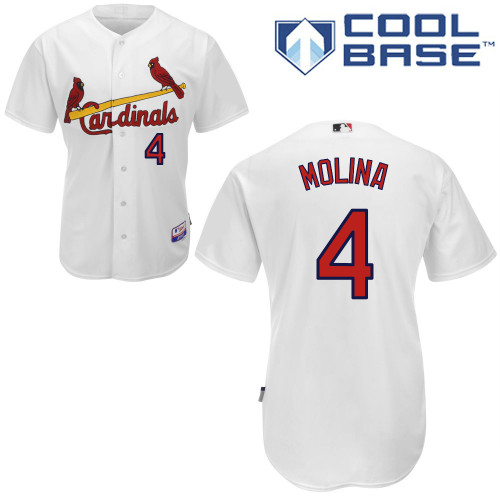 Yadier Molina #4 Youth Baseball Jersey-St Louis Cardinals Authentic Home White Cool Base MLB Jersey